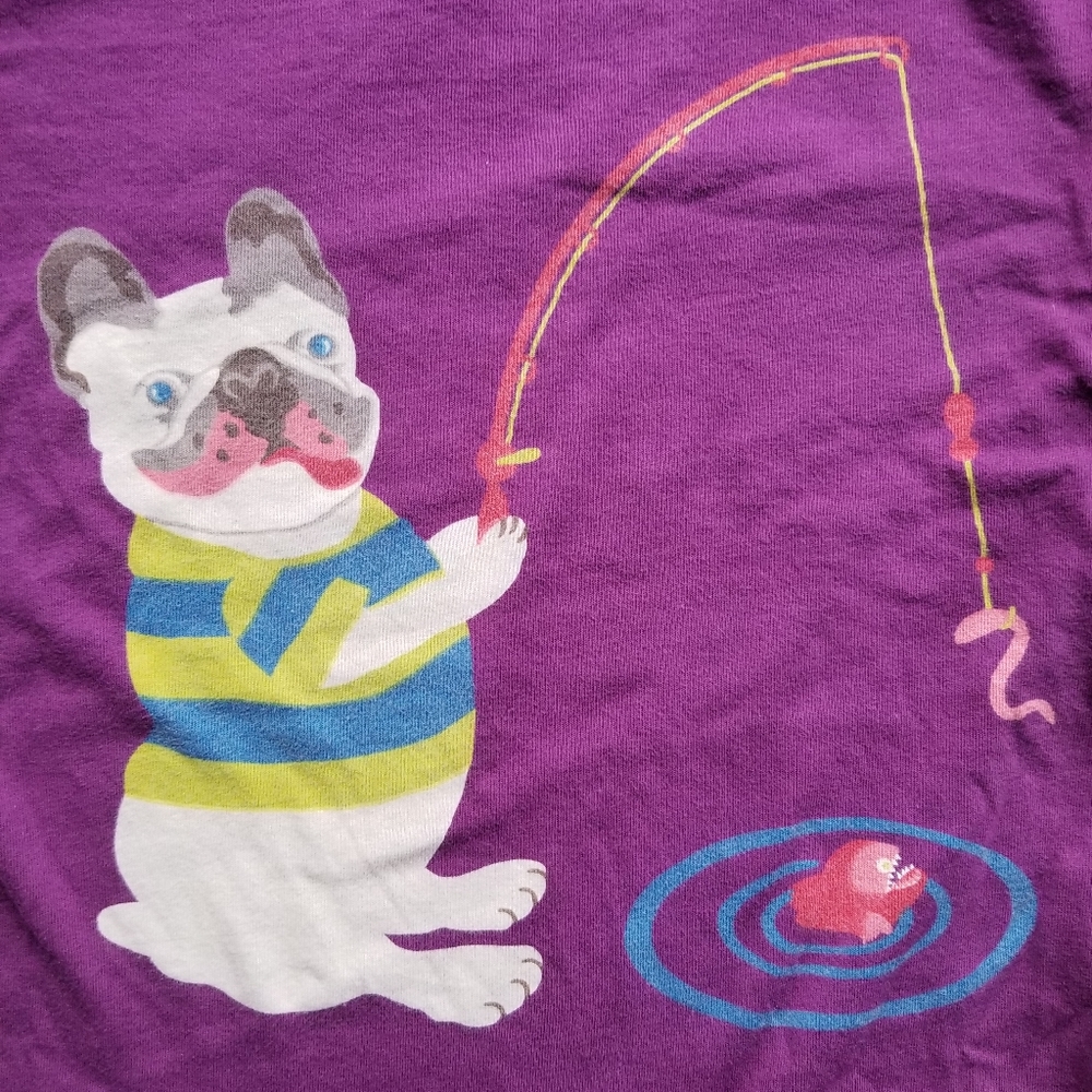 Chubby french bulldog fishing